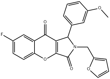 7-fluoro-2-(2-furylmethyl)-1-(3-methoxyphenyl)-1,2-dihydrochromeno[2,3-c]pyrrole-3,9-dione 구조식 이미지