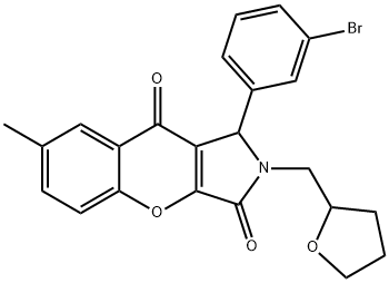 1-(3-bromophenyl)-7-methyl-2-(tetrahydro-2-furanylmethyl)-1,2-dihydrochromeno[2,3-c]pyrrole-3,9-dione Structure