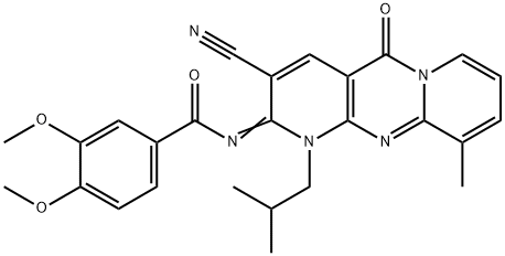 N-(3-cyano-1-isobutyl-10-methyl-5-oxo-1,5-dihydro-2H-dipyrido[1,2-a:2,3-d]pyrimidin-2-ylidene)-3,4-dimethoxybenzamide 구조식 이미지
