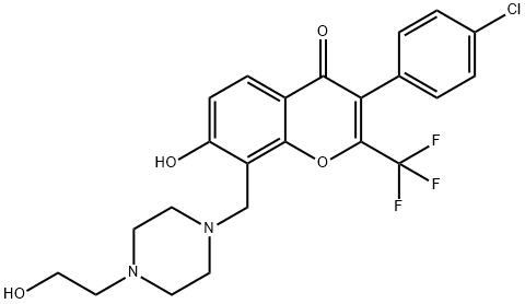 3-(4-chlorophenyl)-7-hydroxy-8-{[4-(2-hydroxyethyl)piperazin-1-yl]methyl}-2-(trifluoromethyl)-4H-chromen-4-one 구조식 이미지