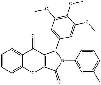 2-(6-methyl-2-pyridinyl)-1-(3,4,5-trimethoxyphenyl)-1,2-dihydrochromeno[2,3-c]pyrrole-3,9-dione 구조식 이미지