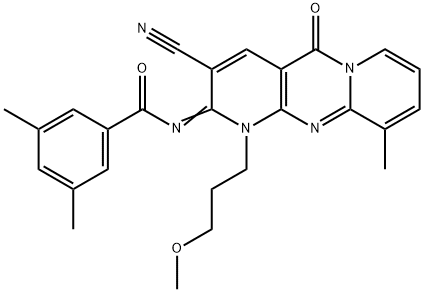 N-[3-cyano-1-(3-methoxypropyl)-10-methyl-5-oxo-1,5-dihydro-2H-dipyrido[1,2-a:2,3-d]pyrimidin-2-ylidene]-3,5-dimethylbenzamide Structure