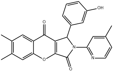1-(3-hydroxyphenyl)-6,7-dimethyl-2-(4-methyl-2-pyridinyl)-1,2-dihydrochromeno[2,3-c]pyrrole-3,9-dione 구조식 이미지