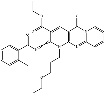 ethyl 1-(3-ethoxypropyl)-2-[(2-methylbenzoyl)imino]-5-oxo-1,5-dihydro-2H-dipyrido[1,2-a:2,3-d]pyrimidine-3-carboxylate 구조식 이미지