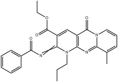 ethyl 2-(benzoylimino)-10-methyl-5-oxo-1-propyl-1,5-dihydro-2H-dipyrido[1,2-a:2,3-d]pyrimidine-3-carboxylate 구조식 이미지