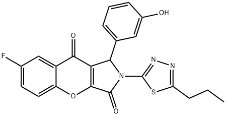 7-fluoro-1-(3-hydroxyphenyl)-2-(5-propyl-1,3,4-thiadiazol-2-yl)-1,2-dihydrochromeno[2,3-c]pyrrole-3,9-dione 구조식 이미지