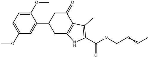 (E)-but-2-en-1-yl 6-(2,5-dimethoxyphenyl)-3-methyl-4-oxo-4,5,6,7-tetrahydro-1H-indole-2-carboxylate Structure