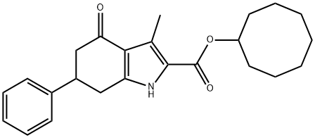 cyclooctyl 3-methyl-4-oxo-6-phenyl-4,5,6,7-tetrahydro-1H-indole-2-carboxylate 구조식 이미지