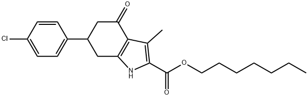 heptyl 6-(4-chlorophenyl)-3-methyl-4-oxo-4,5,6,7-tetrahydro-1H-indole-2-carboxylate 구조식 이미지