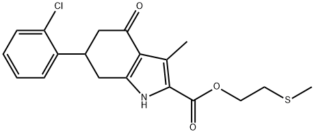 2-(methylsulfanyl)ethyl 6-(2-chlorophenyl)-3-methyl-4-oxo-4,5,6,7-tetrahydro-1H-indole-2-carboxylate Structure