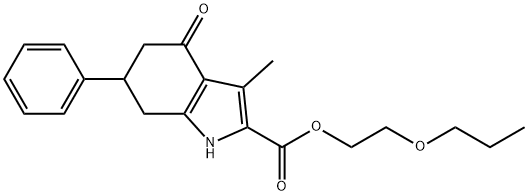 2-propoxyethyl 3-methyl-4-oxo-6-phenyl-4,5,6,7-tetrahydro-1H-indole-2-carboxylate 구조식 이미지