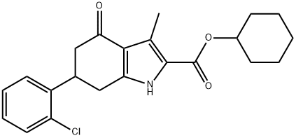 cyclohexyl 6-(2-chlorophenyl)-3-methyl-4-oxo-4,5,6,7-tetrahydro-1H-indole-2-carboxylate 구조식 이미지