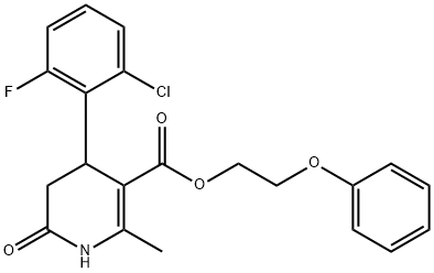 2-phenoxyethyl 4-(2-chloro-6-fluorophenyl)-2-methyl-6-oxo-1,4,5,6-tetrahydropyridine-3-carboxylate 구조식 이미지