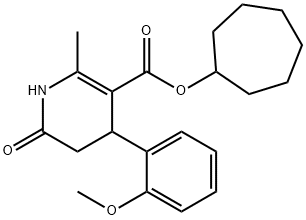 cycloheptyl 4-(2-methoxyphenyl)-2-methyl-6-oxo-1,4,5,6-tetrahydropyridine-3-carboxylate 구조식 이미지