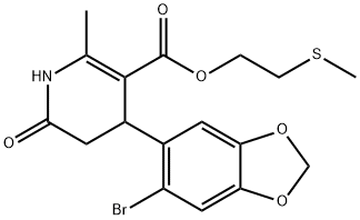 2-(methylthio)ethyl 4-(6-bromobenzo[d][1,3]dioxol-5-yl)-2-methyl-6-oxo-1,4,5,6-tetrahydropyridine-3-carboxylate 구조식 이미지