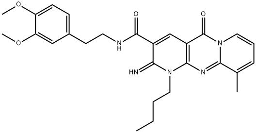 1-butyl-N-[2-(3,4-dimethoxyphenyl)ethyl]-2-imino-10-methyl-5-oxo-1,5-dihydro-2H-dipyrido[1,2-a:2,3-d]pyrimidine-3-carboxamide 구조식 이미지
