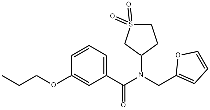 N-(1,1-dioxidotetrahydrothiophen-3-yl)-N-(furan-2-ylmethyl)-3-propoxybenzamide 구조식 이미지