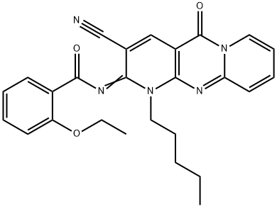 N-(3-cyano-5-oxo-1-pentyl-1,5-dihydro-2H-dipyrido[1,2-a:2,3-d]pyrimidin-2-ylidene)-2-ethoxybenzamide 구조식 이미지