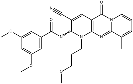 N-[3-cyano-1-(3-methoxypropyl)-10-methyl-5-oxo-1,5-dihydro-2H-dipyrido[1,2-a:2,3-d]pyrimidin-2-ylidene]-3,5-dimethoxybenzamide Structure