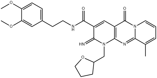 N-[2-(3,4-dimethoxyphenyl)ethyl]-2-imino-10-methyl-5-oxo-1-(tetrahydrofuran-2-ylmethyl)-1,5-dihydro-2H-dipyrido[1,2-a:2',3'-d]pyrimidine-3-carboxamide 구조식 이미지