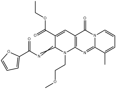 ethyl 2-(2-furoylimino)-1-(2-methoxyethyl)-10-methyl-5-oxo-1,5-dihydro-2H-dipyrido[1,2-a:2,3-d]pyrimidine-3-carboxylate 구조식 이미지