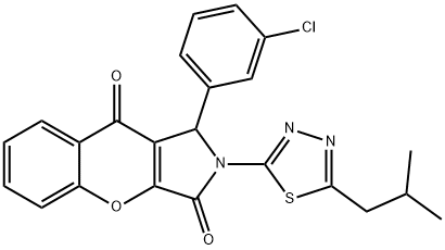 1-(3-chlorophenyl)-2-(5-isobutyl-1,3,4-thiadiazol-2-yl)-1,2-dihydrochromeno[2,3-c]pyrrole-3,9-dione Structure