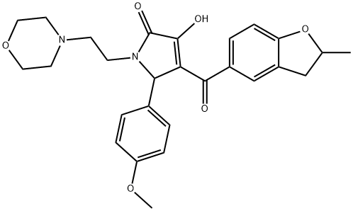 3-hydroxy-5-(4-methoxyphenyl)-4-[(2-methyl-2,3-dihydro-1-benzofuran-5-yl)carbonyl]-1-[2-(4-morpholinyl)ethyl]-1,5-dihydro-2H-pyrrol-2-one 구조식 이미지