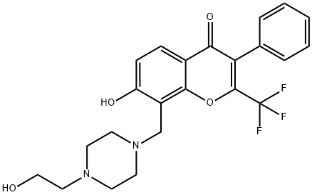 7-hydroxy-8-{[4-(2-hydroxyethyl)piperazin-1-yl]methyl}-3-phenyl-2-(trifluoromethyl)-4H-chromen-4-one 구조식 이미지