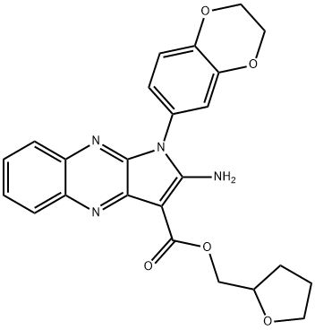 (tetrahydrofuran-2-yl)methyl 2-amino-1-(2,3-dihydrobenzo[b][1,4]dioxin-6-yl)-1H-pyrrolo[2,3-b]quinoxaline-3-carboxylate Structure