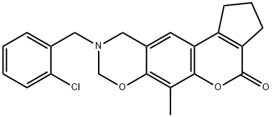 9-(2-chlorobenzyl)-6-methyl-2,3,9,10-tetrahydro-1H-cyclopenta[3,4]chromeno[6,7-e][1,3]oxazin-4(8H)-one Structure