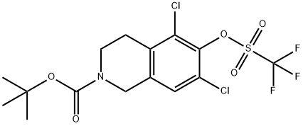 2(1H)-이소퀴놀린카르복실산,5,7-디클로로-3,4-디히드로-6-[[(트리플루오로메틸)술포닐]옥시]-,1,1-디메틸에틸에스테르 구조식 이미지