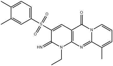 3-[(3,4-dimethylphenyl)sulfonyl]-1-ethyl-2-imino-10-methyl-1,2-dihydro-5H-dipyrido[1,2-a:2,3-d]pyrimidin-5-one 구조식 이미지