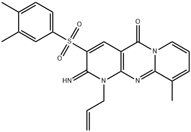 1-allyl-3-[(3,4-dimethylphenyl)sulfonyl]-2-imino-10-methyl-1,2-dihydro-5H-dipyrido[1,2-a:2,3-d]pyrimidin-5-one 구조식 이미지