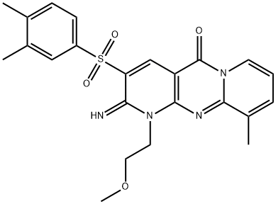3-[(3,4-dimethylphenyl)sulfonyl]-2-imino-1-(2-methoxyethyl)-10-methyl-1,2-dihydro-5H-dipyrido[1,2-a:2,3-d]pyrimidin-5-one 구조식 이미지