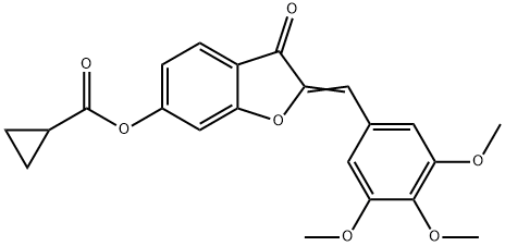 (2Z)-3-oxo-2-(3,4,5-trimethoxybenzylidene)-2,3-dihydro-1-benzofuran-6-yl cyclopropanecarboxylate 구조식 이미지