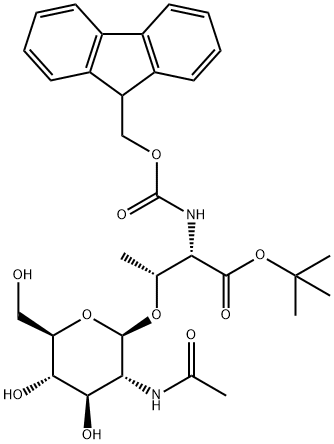 O-[2-(Acetylamino)-2-deoxy-beta-D-glucopyranosyl]-N-[(9H-fluoren-9-ylmethoxy)carbonyl]-L-threonine 1,1-dimethylethyl ester Structure