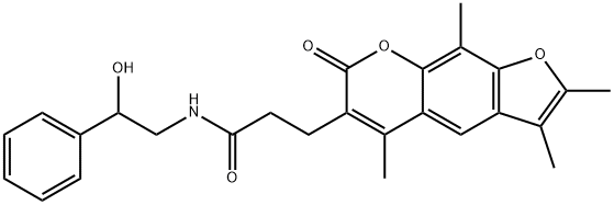 N-(2-hydroxy-2-phenylethyl)-3-(2,3,5,9-tetramethyl-7-oxo-7H-furo[3,2-g]chromen-6-yl)propanamide 구조식 이미지