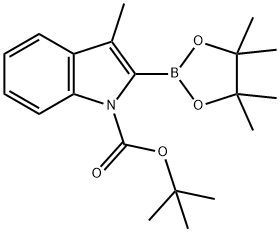 tert-butyl 3-methyl-2-(4,4,5,5-tetramethyl-1,3,2-dioxaborolan-2-yl)-1H-indole-1-carboxylate 구조식 이미지