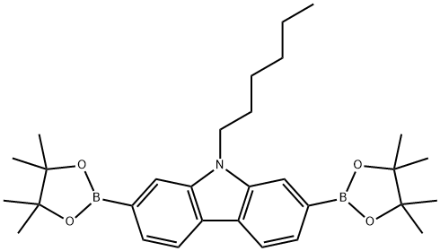 N-Octyl-2,7-bis(4,4,5,5-tetramethyl-1,3,2-dioxaborolan-2-yl)carbazole Structure