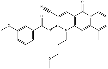 N-[3-cyano-1-(3-methoxypropyl)-10-methyl-5-oxo-1,5-dihydro-2H-dipyrido[1,2-a:2,3-d]pyrimidin-2-ylidene]-3-methoxybenzamide 구조식 이미지