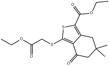 3-ethoxycarbonylmethylsulfanyl-6,6-dimethyl-4-oxo-4,5,6,7-tetrahydrobenzo[c]thiophene-1-carboxylic acid ethyl ester Structure