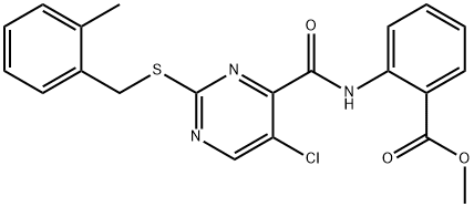 methyl 2-[({5-chloro-2-[(2-methylbenzyl)sulfanyl]pyrimidin-4-yl}carbonyl)amino]benzoate Structure