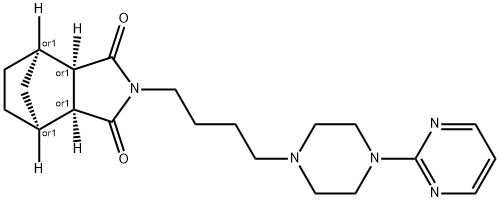 (3aR,4R,7S,7aS)-2-[4-(4-pyrimidin-2-ylpiperazin-1-yl)butyl]hexahydro-1H-4,7-methanoisoindole-1,3-dione 구조식 이미지