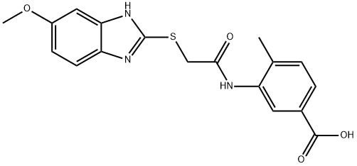 3-(2-((6-methoxy-1H-benzo[d]imidazol-2-yl)thio)acetamido)-4-methylbenzoic acid Structure