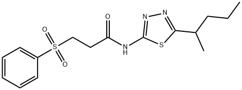 N-[5-(pentan-2-yl)-1,3,4-thiadiazol-2-yl]-3-(phenylsulfonyl)propanamide Structure