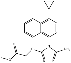 아세트산,2-[[5-아미노-4-(4-시클로프로필-1-나프탈레닐)-4H-1,2,4-트리아졸-3-일]티오]-,메틸에스테르 구조식 이미지