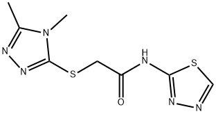 2-[(4,5-dimethyl-4H-1,2,4-triazol-3-yl)sulfanyl]-N-(1,3,4-thiadiazol-2-yl)acetamide 구조식 이미지