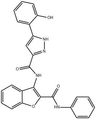 5-(2-hydroxyphenyl)-N-[2-(phenylcarbamoyl)-1-benzofuran-3-yl]-1H-pyrazole-3-carboxamide Structure