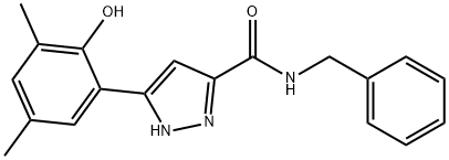 N-benzyl-3-(2-hydroxy-3,5-dimethylphenyl)-1H-pyrazole-5-carboxamide 구조식 이미지