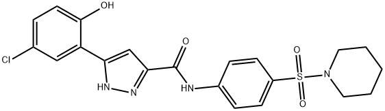 5-(5-chloro-2-hydroxyphenyl)-N-[4-(piperidin-1-ylsulfonyl)phenyl]-1H-pyrazole-3-carboxamide 구조식 이미지